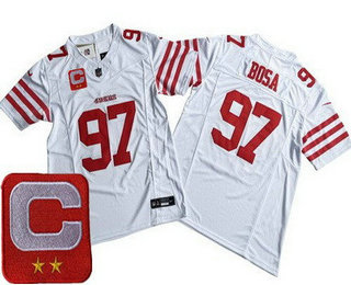 Men's San Francisco 49ers #97 Nick Bosa Limited White C Patch FUSE Vapor Jersey