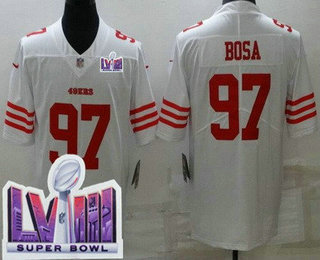 Men's San Francisco 49ers #97 Nick Bosa Limited White LVIII Super Bowl Vapor Jersey