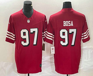 Men's San Francisco 49ers #97 Nick Bosa Red 2023 FUSE Color Rush Vapor Limited Jersey