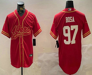 Men's San Francisco 49ers #97 Nick Bosa Red 2024 Cool Base Stitched Baseball Jersey