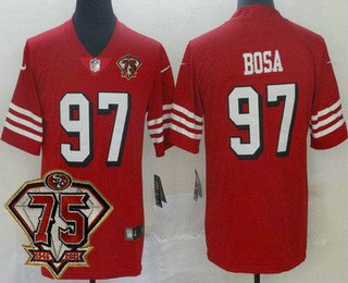 Men's San Francisco 49ers #97 Nick Bosa Red 75th 2021 Color Rush Vapor Untouchable Limited Jersey