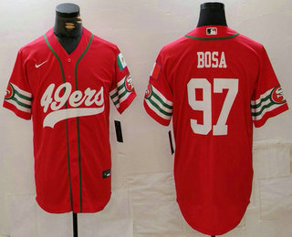 Men's San Francisco 49ers #97 Nick Bosa Red Mexico Cool Base Stitched Baseball Jersey