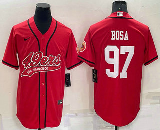 Men's San Francisco 49ers #97 Nick Bosa Red Stitched Cool Base Nike Baseball Jersey