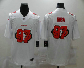 Men's San Francisco 49ers #97 Nick Bosa White 2020 Shadow Logo Vapor Untouchable Stitched NFL Nike Limited Jersey