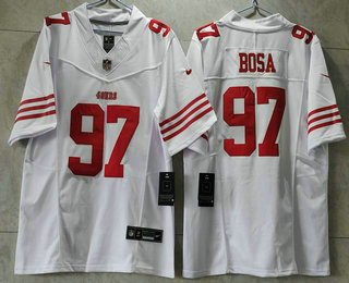 Men's San Francisco 49ers #97 Nick Bosa White 2023 FUSE Vapor Untouchable Limited Stitched Jersey