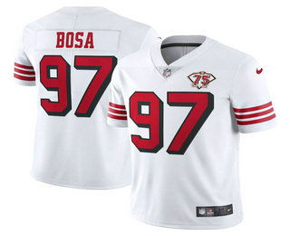 Men's San Francisco 49ers #97 Nick Bosa White 75th 2021 Color Rush Vapor Untouchable Limited Jersey