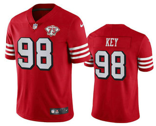 Men's San Francisco 49ers #98 Arden Key Red 75th 2021 Color Rush Vapor Untouchable Limited Jersey