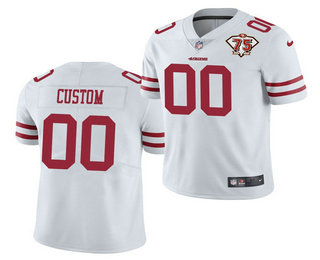 Men's San Francisco 49ers ACTIVE PLAYER Custom 2021White 75th Anniversary Patch Red Limited Stitched NFL Jersey