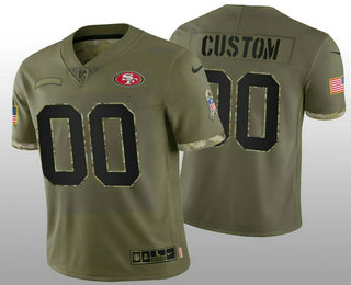 Men's San Francisco 49ers ACTIVE PLAYER Custom Olive 2022 Salute To Service Limited Stitched Jersey