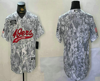 Men's San Francisco 49ers Blank Arctic Camo 2024 Salute to Service Stitched Baseball Jersey