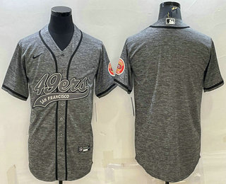 Men's San Francisco 49ers Blank Grey With Patch Cool Base Stitched Baseball Jersey