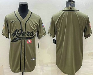 Men's San Francisco 49ers Blank Olive Salute to Service Cool Base Stitched Baseball Jersey