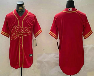 Men's San Francisco 49ers Blank Red 2024 Cool Base Stitched Baseball Jersey