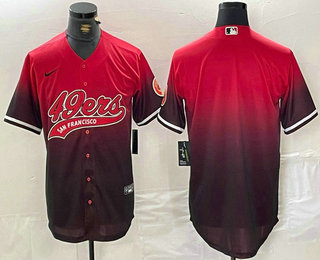 Men's San Francisco 49ers Blank Red Black Stitched Baseball Jersey