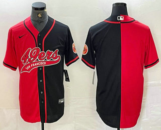 Men's San Francisco 49ers Blank Red Black Two Tone Stitched Baseball Jersey 11