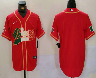 Men's San Francisco 49ers Blank Red Mexico Cool Base Stitched Baseball Jersey