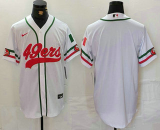 Men's San Francisco 49ers Blank White With Patch Cool Base Stitched Baseball Jersey