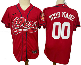 Men's San Francisco 49ers Custom Red Stitched Cool Base Nike Baseball Jersey