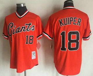 Men's San Francisco Giants #18 Duane Kuiper Orange Pullover Throwback Cooperstown Collection Stitched MLB Mitchell & Ness Jersey