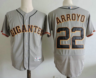 Men's San Francisco Giants #22 Christian Arroyo Gray Road Stitched MLB 2017 Majestic Flex Base Jersey