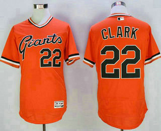 Men's San Francisco Giants #22 Will Clark Orange Pullover 2016 Flexbase Majestic Baseball Jersey