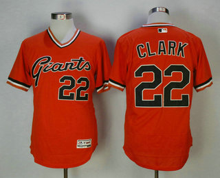 Men's San Francisco Giants #22 Will Clark Retired Orange Pullover Stitched MLB Majestic Flex Base Jersey