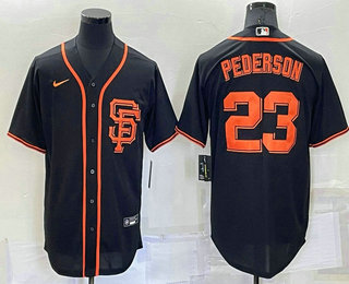 Men's San Francisco Giants #23 Joc Pederson Black With SF Stitched MLB Cool Base Nike Jersey