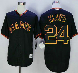 Men's San Francisco Giants #24 Willie Mays Alternate Black 2015 MLB Cool Base Jersey