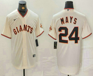 Men's San Francisco Giants #24 Willie Mays Cream Stitched Jersey