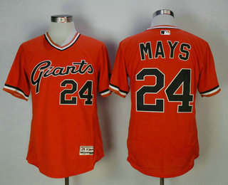 Men's San Francisco Giants #24 Willie Mays Orange Pullover Stitched MLB Majestic Flex Base Jersey