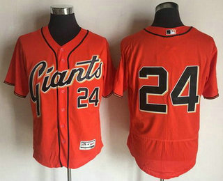 Men's San Francisco Giants #24 Willie Mays Retired Orange 2016 Flexbase Majestic Baseball Jersey