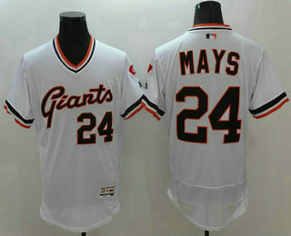 Men's San Francisco Giants #24 Willie Mays White Pullover 2016 Flexbase Majestic Baseball Jersey