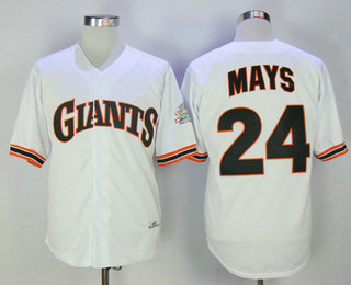 Men's San Francisco Giants #24 Willie Mays White Throwback Jersey