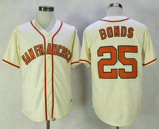 Men's San Francisco Giants #25 Barry Bonds 2004 Cream Mitchell & Ness Throwback Jersey