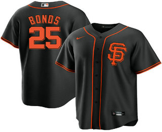 Men's San Francisco Giants #25 Barry Bonds Black With SF Stitched MLB Cool Base Nike Jersey