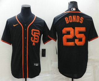 Men's San Francisco Giants #25 Barry Bonds Black With SF Stitched MLB Cool Base Nike Jersey