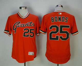 Men's San Francisco Giants #25 Barry Bonds Orange Pullover Stitched MLB Majestic Flex Base Jersey