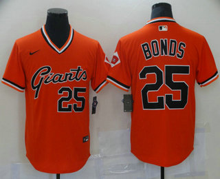 Men's San Francisco Giants #25 Barry Bonds Orange Pullover Throwback Stitched Cool Base Nike Jersey