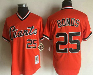 Men's San Francisco Giants #25 Barry Bonds Orange Pullover Throwback Stitched MLB Jersey By Mitchell & Ness