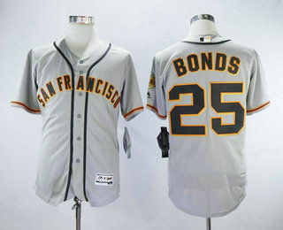 Men's San Francisco Giants #25 Barry Bonds Retired Gray Road Stitched MLB Flex Base Jersey