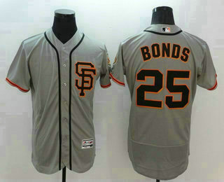 Men's San Francisco Giants #25 Barry Bonds Retired Gray SF 2016 Flexbase Majestic Baseball Jersey