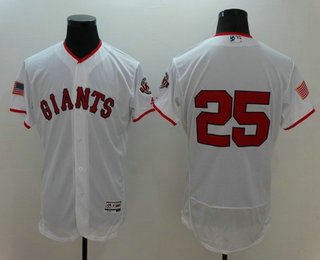 Men's San Francisco Giants #25 Barry Bonds Retired White Fashion Stars & Stripes 2016 Flexbase MLB Independence Day Jersey