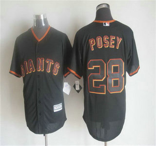 Men's San Francisco Giants #28 Buster Posey Alternate Black 2015 MLB Cool Base Jersey