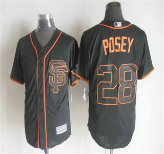 Men's San Francisco Giants #28 Buster Posey Alternate Black SF 2015 MLB Cool Base Jersey