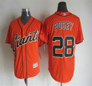 Men's San Francisco Giants #28 Buster Posey Alternate Orange 2015 MLB Cool Base Jersey