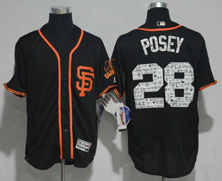 Men's San Francisco Giants #28 Buster Posey Black 2017 Spring Training Stitched MLB Majestic Flex Base Jersey