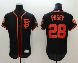 Men's San Francisco Giants #28 Buster Posey Black 2018 Spring Training Stitched MLB Flex Base Jersey