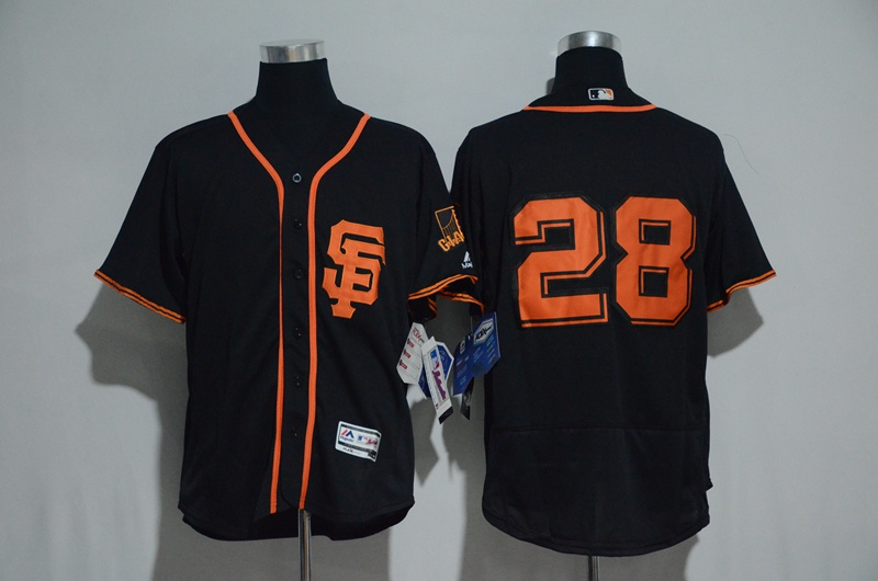 Men's San Francisco Giants #28 Buster Posey Black Alternate Stitched MLB 2017 Majestic Flex Base Jersey