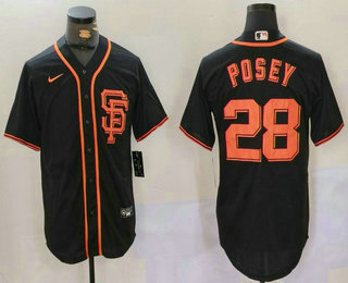 Men's San Francisco Giants #28 Buster Posey Black Stitched Cool Base Nike Jersey