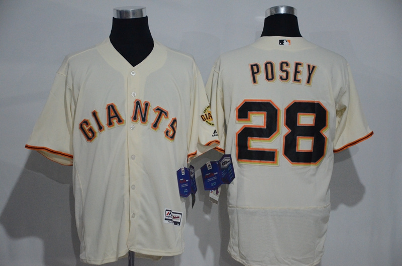 Men's San Francisco Giants #28 Buster Posey Cream 2016 Flexbase Majestic Baseball Jersey